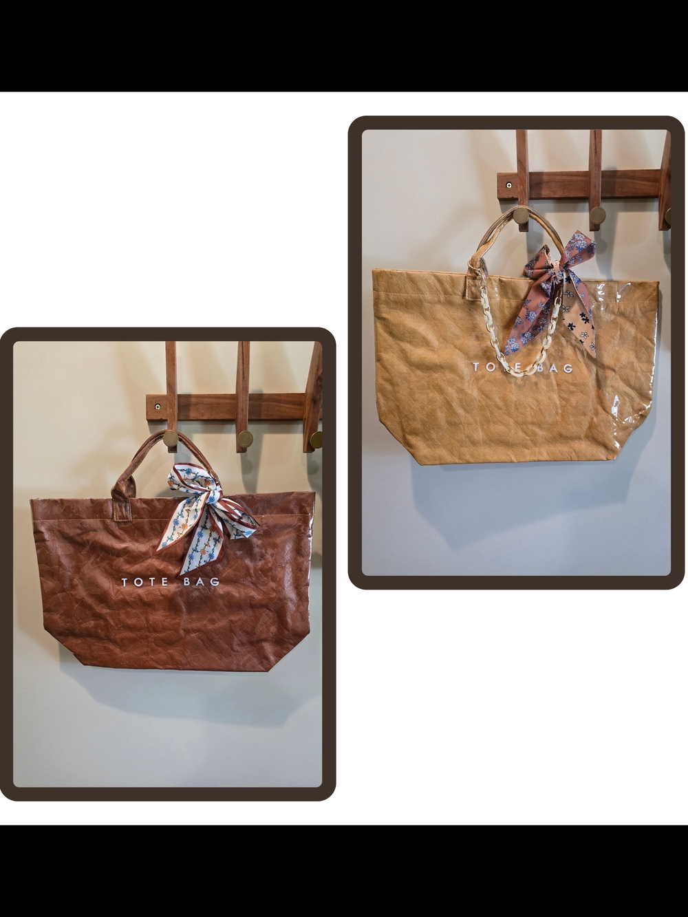 Tote Bag Bundle - Brown / Tan Soft Leather Look Tote